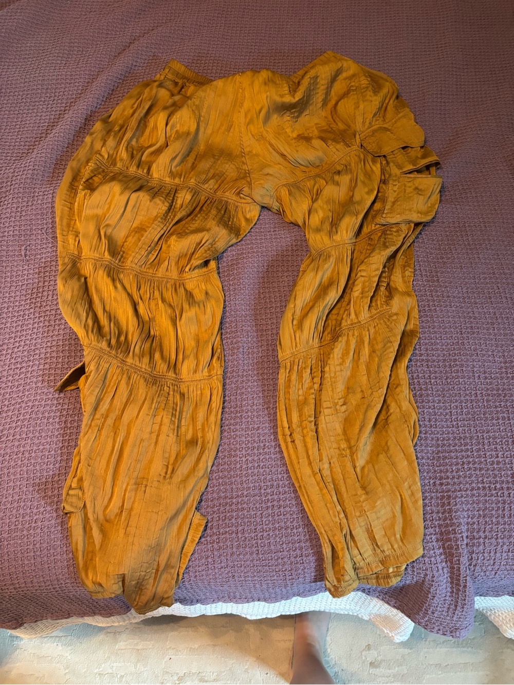 FP Movement by Free People Wide-Leg Cargo Pants in Mustard Brown